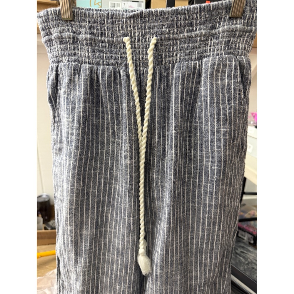 Aerie American Eagle Jogger Pants Women Small Blue Excellent Striped Linen Blend - Picture 3 of 9
